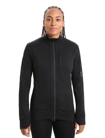Dámské Mikiny S Kapucí Icebreaker Merino Quantum III Long Sleeve Zip Černé | CZ 1266BEXC